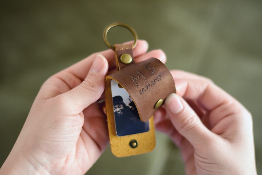 Leder Schlüsselanhänger mit Foto und Gravur personalisiert